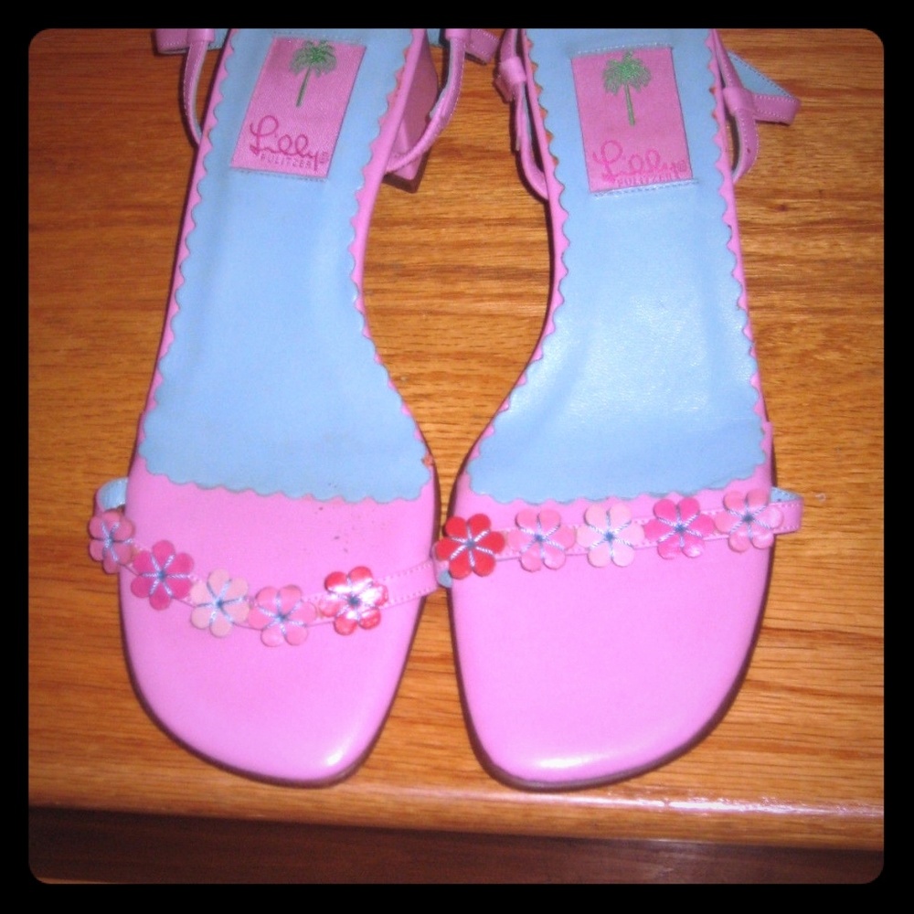 $140 LILLY PULITZER Strappy Heels Sandals Pink